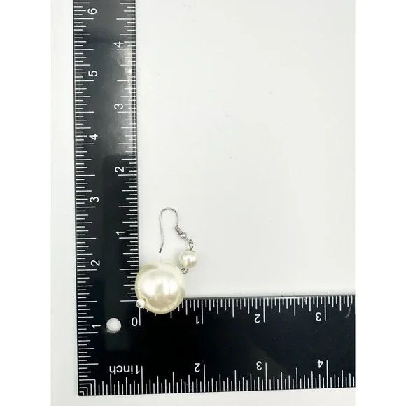 Chunky Runway Huge Wriped  Silver Tone Mesh Snake Faux Pearls Necklace‎ Set VTG - Picture 9 of 9